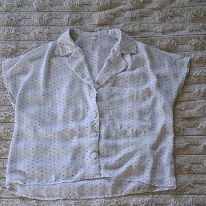 DNA Couture White Short Sleeve Button Down Shirt